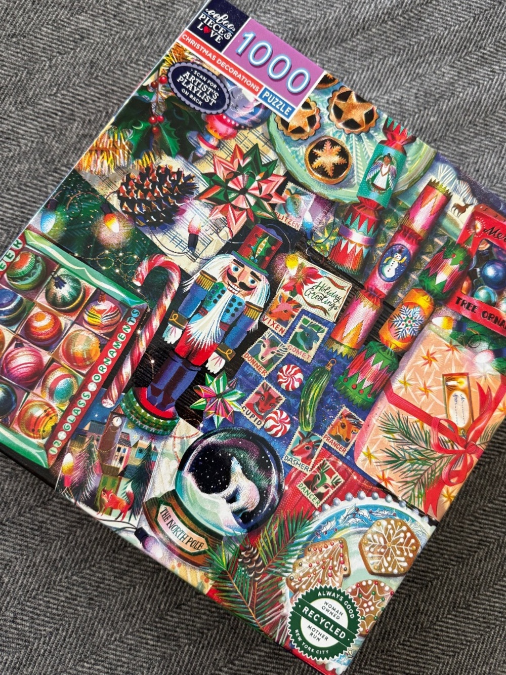 NWT, EEBOO, 1000 PIECE PUZZLE, CHRISTMAS DECORATIONS, HOLIDAY PUZZLE